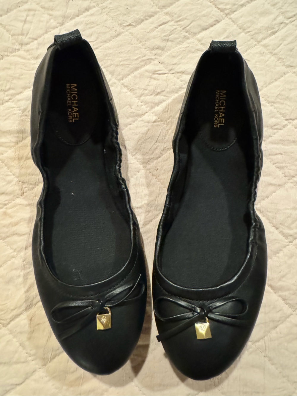 Michael Kors Black Leather Slip-On Ballet Flats